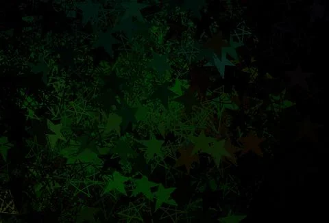 Dark Green, Red vector pattern with christmas snowflakes, stars. Stock Illustration