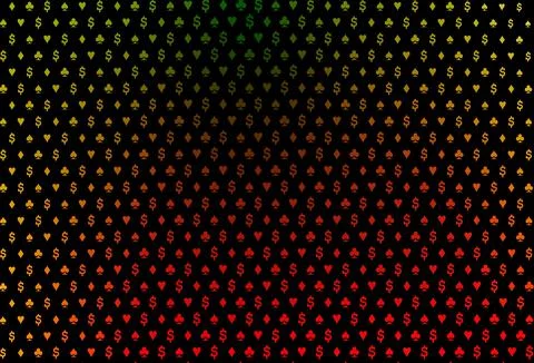 Dark green, red vector pattern with symbol of cards. Illustrazione stock