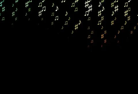 Dark Green, Red vector texture with musical notes. Illustrazione stock