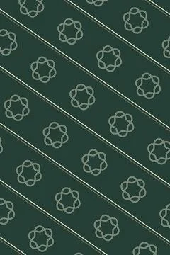 A dark green repeating pattern presents cream outlined rosettes between bro.. 스톡 일러스트