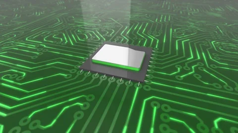 Dark green rotating computer circuit board concept folder loop 4K Stock Footage 85990414