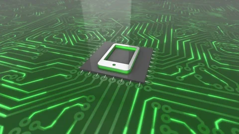 Dark green rotating computer circuit board concept tablet loop 4K Stock Footage 85991493