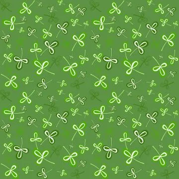 Dark green seamless clover pattern Stock Illustration