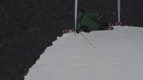 Dark green skiier. Stock Footage 81882422