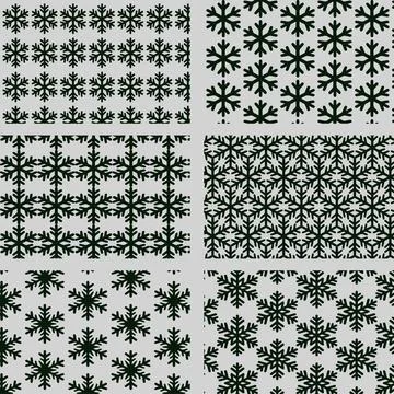 Dark Green Snowflake Pattern Grid Design Stock Illustration
