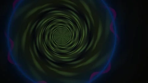 Dark green spiral pattern on black background with purple and blue edges. Stock Footage 337457885
