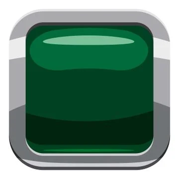 Dark green square button icon, cartoon style Illustrazione stock