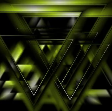 Dark green tech futuristic triangles background Illustrazione stock