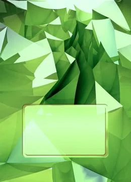 Dark green triangular three dimensional shape card cover illustration render Stock Illustration