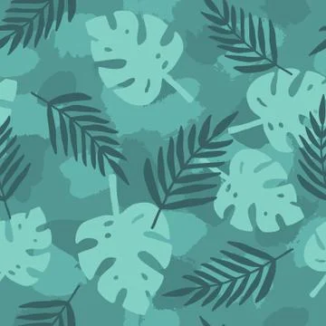Dark green tropical leafs background. Stock Illustration