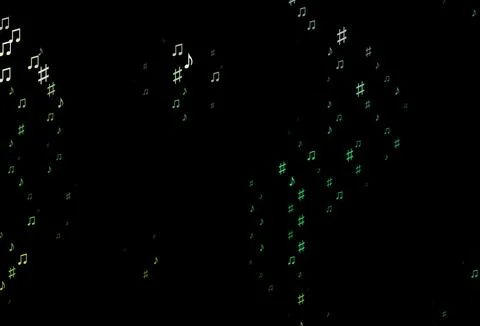 Dark Green vector backdrop with music notes. Stock Illustration