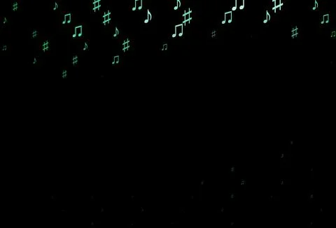 Dark Green vector background with music symbols. イラスト素材