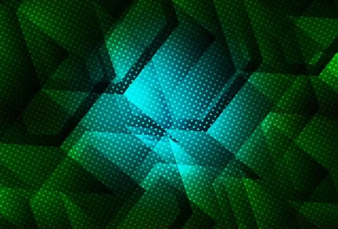 Dark Green vector background with set of hexagons. Stock Illustration