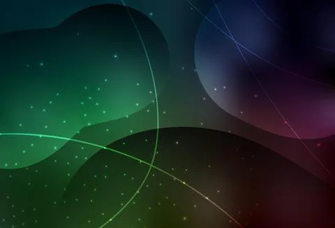 Dark Green vector Decorative design in abstract style with bubbles, lines. Stock Illustration