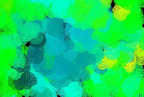 Dark Green vector doodle background with leaves. Stockillustratie