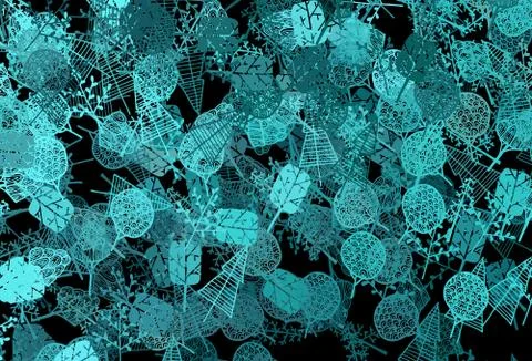 Dark Green vector doodle pattern with trees, branches. 스톡 일러스트