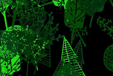 Dark Green vector elegant pattern with trees, branches. Illustrazione stock