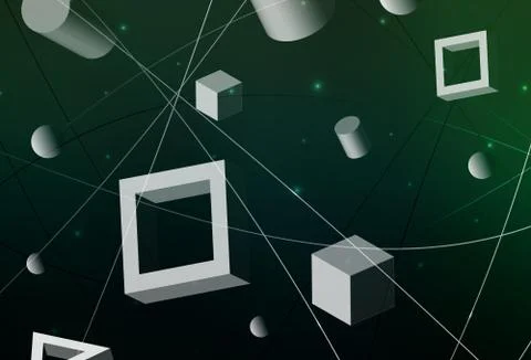 Dark Green vector layout with circles, lines, rectangles. 스톡 일러스트