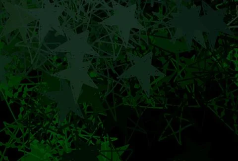 Dark Green vector pattern with christmas snowflakes, stars. Stock Illustration