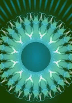 Dark green vertical background with circle shape in optical art style, 3d i.. Illustrazione stock