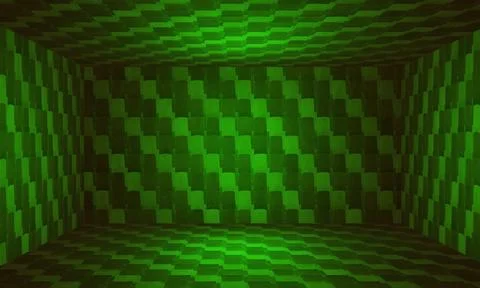 Dark green wall padded empty room with copy space mental hospital Illustrazione stock