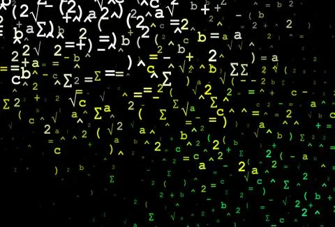 Dark Green, Yellow vector backdrop with algebra elements. Illustrazione stock