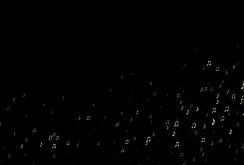 Dark Green, Yellow vector backdrop with music notes. Illustrazione stock