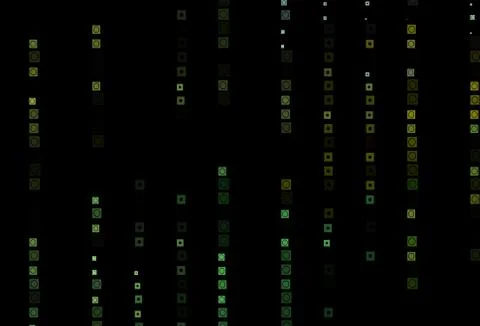 Dark Green, Yellow vector background with rectangles, circles. Stock Illustration