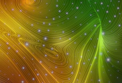 Dark Green, Yellow vector background with spots, curve lines. Stock Illustration