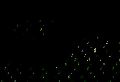 Dark Green, Yellow vector background with music symbols. イラスト素材