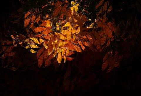 Dark Green, Yellow vector doodle background with leaves. Stockillustratie