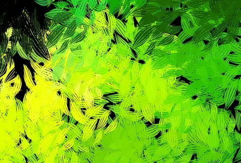 Dark Green, Yellow vector doodle pattern with leaves. Illustrazione stock