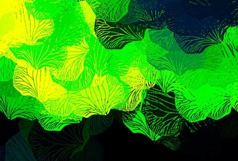 Dark Green, Yellow vector elegant wallpaper with leaves. Stock Illustration