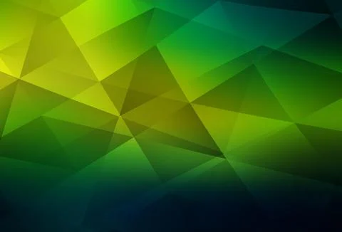 Dark Green, Yellow vector gradient triangles pattern. Stock Illustration
