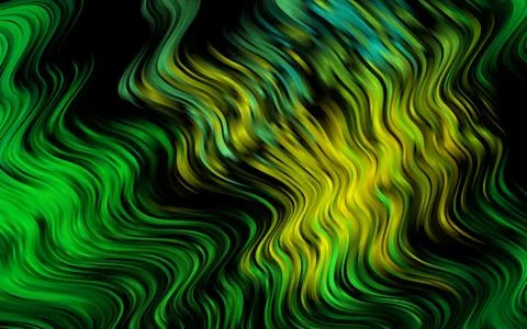 Dark Green, Yellow vector pattern with bent ribbons. Stock Illustration