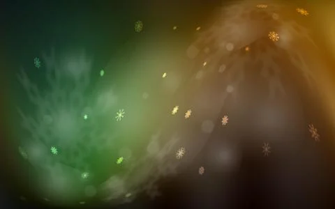 Dark Green, Yellow vector pattern with christmas snowflakes. Stock Illustration