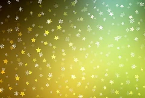 Dark Green, Yellow vector pattern with christmas snowflakes, stars. 스톡 일러스트