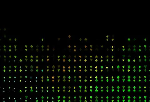 Dark Green, Yellow vector pattern with symbol of cards. Stock Illustration