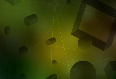Dark Green, Yellow vector pattern with 3D cubes, cylinders, spheres, rectangl イラスト素材