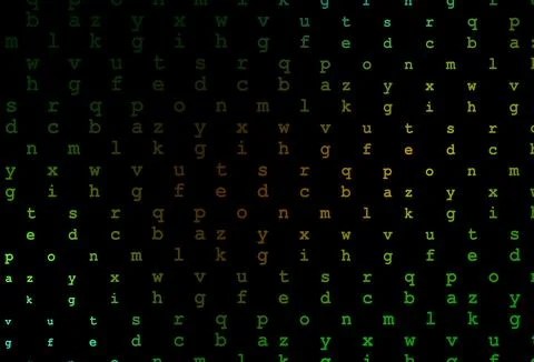 Dark green, yellow vector pattern with ABC symbols. Illustrazione stock