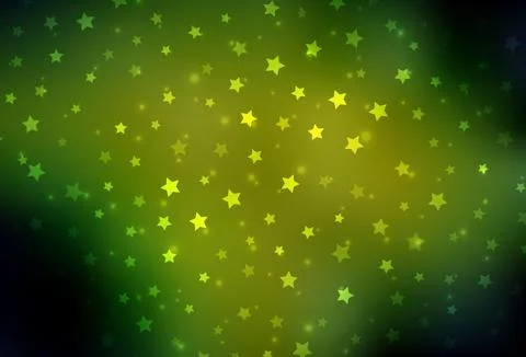 Dark Green, Yellow vector pattern with christmas snowflakes, stars. 스톡 일러스트