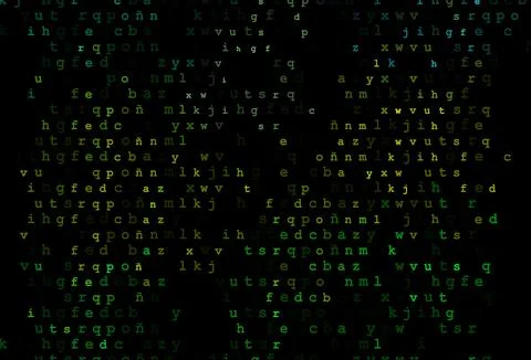 Dark green, yellow vector pattern with ABC symbols. Illustrazione stock