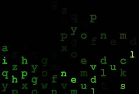 Dark green, yellow vector pattern with ABC symbols. Illustrazione stock