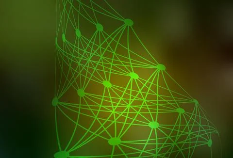 Dark Green, Yellow vector pattern with artificial intelligence network. 스톡 일러스트