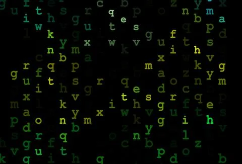 Dark green, yellow vector pattern with ABC symbols. Stock Illustration