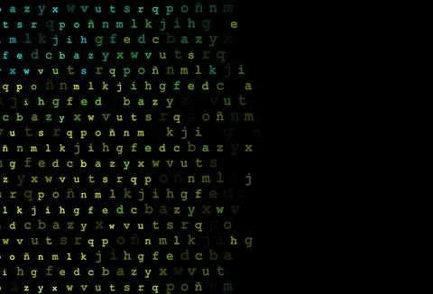 Dark green, yellow vector pattern with ABC symbols. Stock Illustration