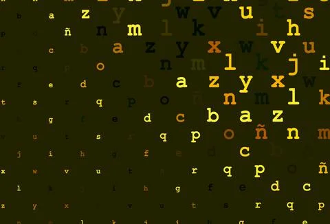 Dark green, yellow vector pattern with ABC symbols. Stock Illustration