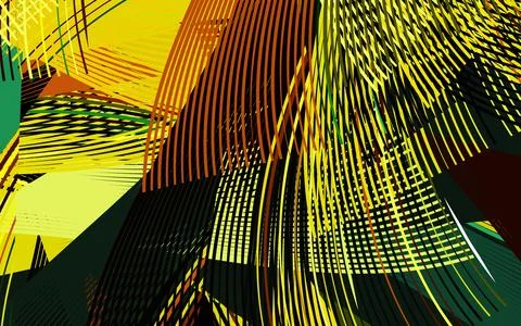 Dark Green, Yellow vector pattern with wry lines. Stock Illustration