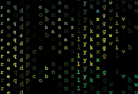 Dark green, yellow vector template with isolated letters. Stock Illustration