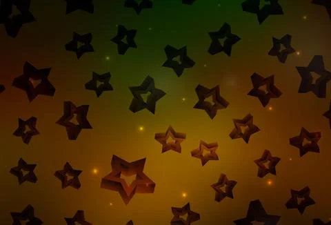 Dark Green, Yellow vector texture with beautiful stars. イラスト素材